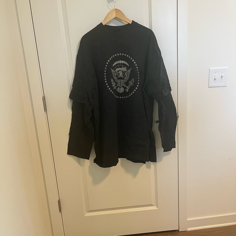 Yeezy 2024 Black Long Sleeve Tee with Eagle Emblem